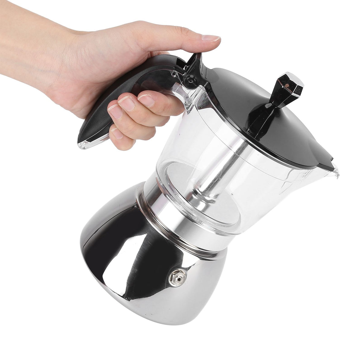 6 Cups Stainless Steel Coffee Pot Italian Octagonal Household Brewing Coffee Moka Pot
