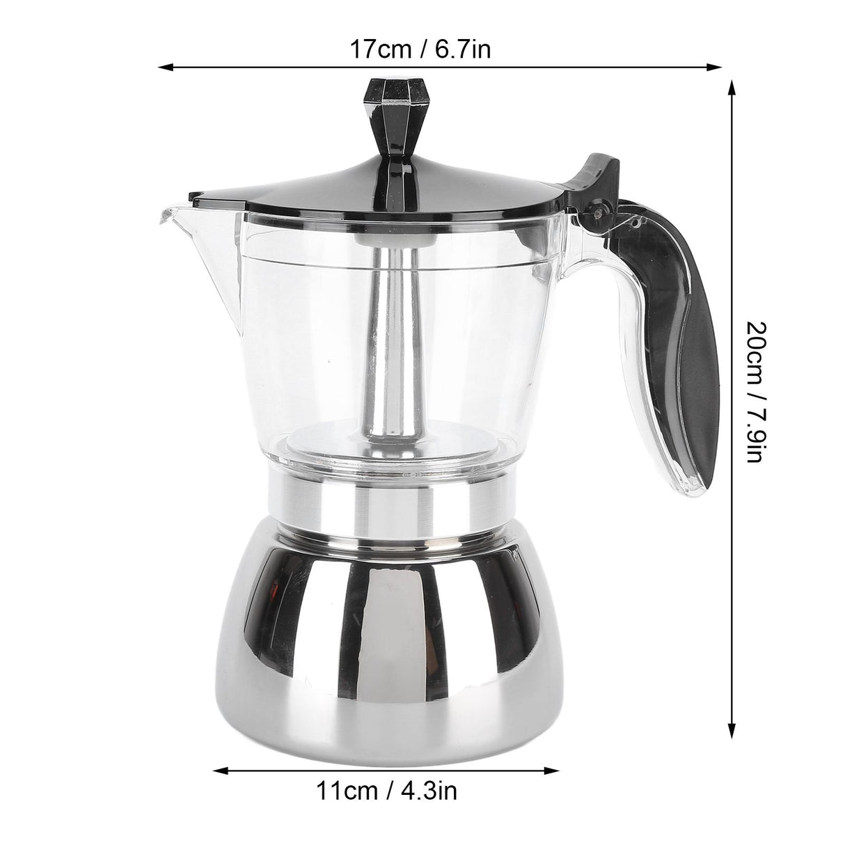 6 Cups Stainless Steel Coffee Pot Italian Octagonal Household Brewing Coffee Moka Pot