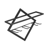 Wall Mounted Wine Rack Black Rhombus Shaped Wall Mounted Double Hook Wine Rack for Wine Cellar Home Bar