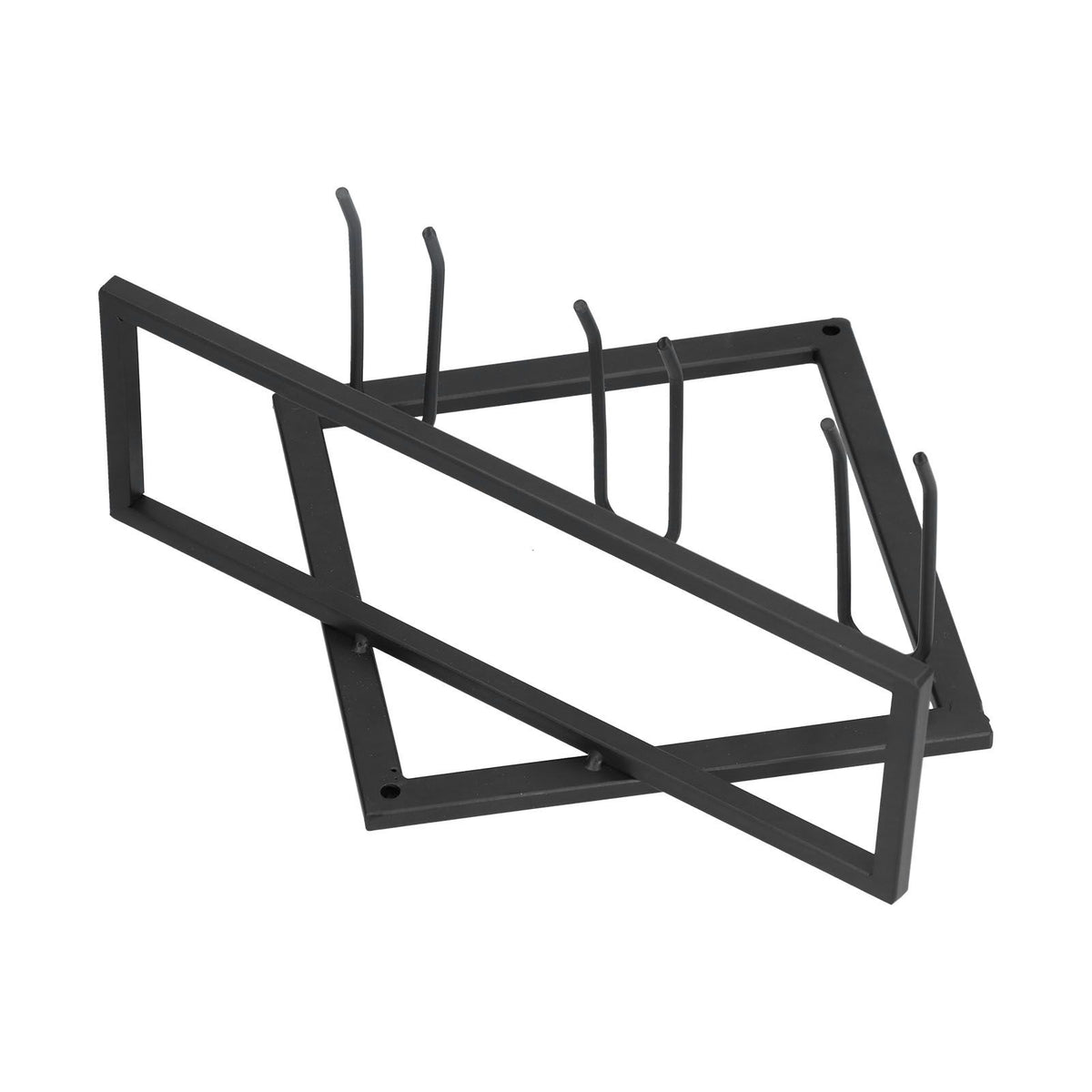 Wall Mounted Wine Rack Black Rhombus Shaped Wall Mounted Double Hook Wine Rack for Wine Cellar Home Bar