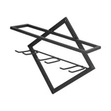 Wall Mounted Wine Rack Black Rhombus Shaped Wall Mounted Double Hook Wine Rack for Wine Cellar Home Bar - Extra Image