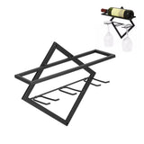 Wall Mounted Wine Rack Black Rhombus Shaped Wall Mounted Double Hook Wine Rack for Wine Cellar Home Bar