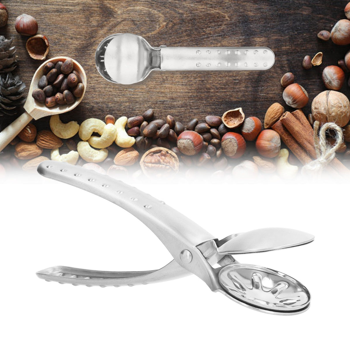 Stainless Steel Nutcracker Chestnut Clip Metal Multifunctional Nut Opener Plier for KitchenSilver