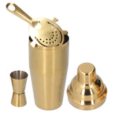 Cocktail Set Fashionable 750ml Stainless Steel Barware Tool Kit with Strainer Measure Cup Shaker for Bartender BarGolden Set