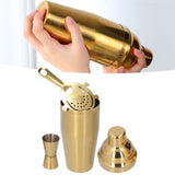 Cocktail Set Fashionable 750ml Stainless Steel Barware Tool Kit with Strainer Measure Cup Shaker for Bartender BarGolden Set