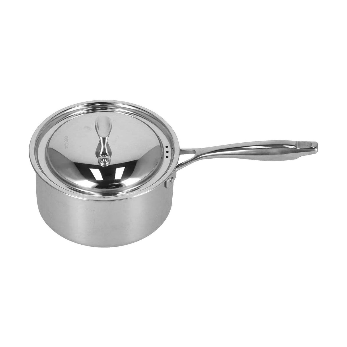 Sauce Pan 304 Stainless Steel Anti Slip Multipurpose Thicken Milk Pot with Lid for KitchenNatural Color