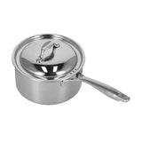 Sauce Pan 304 Stainless Steel Anti Slip Multipurpose Thicken Milk Pot with Lid for KitchenNatural Color - Top-Down View