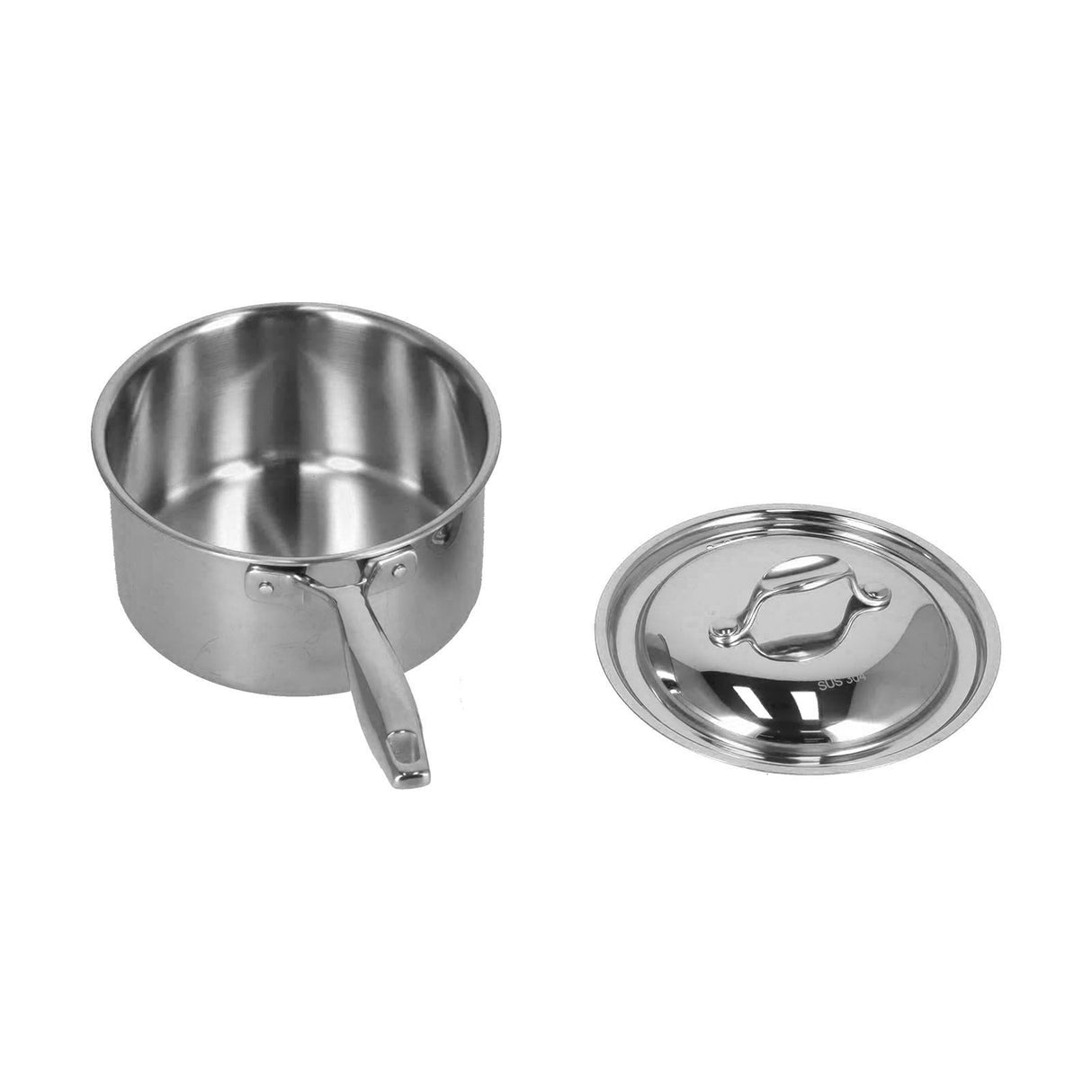 Sauce Pan 304 Stainless Steel Anti Slip Multipurpose Thicken Milk Pot with Lid for KitchenNatural Color