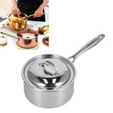 Sauce Pan 304 Stainless Steel Anti Slip Multipurpose Thicken Milk Pot with Lid for KitchenNatural Color