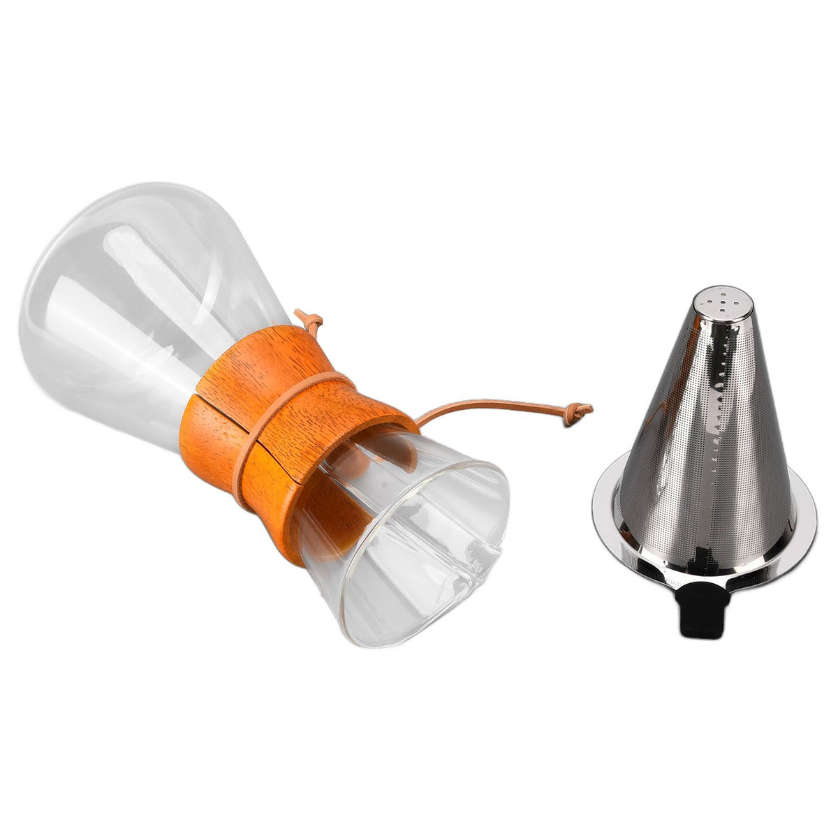 550ml Pour Over Coffee Dripper Bamboo Classic Heat Resistant Glass Coffee Maker for Home Office Coffee Shop