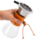 550ml Pour Over Coffee Dripper Bamboo Classic Heat Resistant Glass Coffee Maker for Home Office Coffee Shop - Extra Image