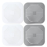 4 Pcs Drain Hair Catcher Square TPR Shower Hair Stopper with Suction Cup for Bathroom Bathtub Kitchen Grey and White
