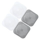 4 Pcs Drain Hair Catcher Square TPR Shower Hair Stopper with Suction Cup for Bathroom Bathtub Kitchen Grey and White