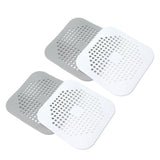 4 Pcs Drain Hair Catcher Square TPR Shower Hair Stopper with Suction Cup for Bathroom Bathtub Kitchen Grey and White - Side View