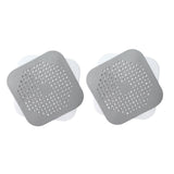 4 Pcs Drain Hair Catcher Square TPR Shower Hair Stopper with Suction Cup for Bathroom Bathtub Kitchen Grey and White - Top-Down View