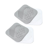 4 Pcs Drain Hair Catcher Square TPR Shower Hair Stopper with Suction Cup for Bathroom Bathtub Kitchen Grey and White