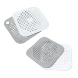 4 Pcs Drain Hair Catcher Square TPR Shower Hair Stopper with Suction Cup for Bathroom Bathtub Kitchen Grey and White - Rear View
