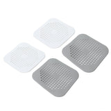 4 Pcs Drain Hair Catcher Square TPR Shower Hair Stopper with Suction Cup for Bathroom Bathtub Kitchen Grey and White