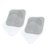 4 Pcs Drain Hair Catcher Square TPR Shower Hair Stopper with Suction Cup for Bathroom Bathtub Kitchen Grey and White