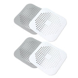 4 Pcs Drain Hair Catcher Square TPR Shower Hair Stopper with Suction Cup for Bathroom Bathtub Kitchen Grey and White - Extra Image
