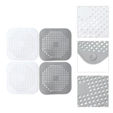 4 Pcs Drain Hair Catcher Square TPR Shower Hair Stopper with Suction Cup for Bathroom Bathtub Kitchen Grey and White - Extra Image