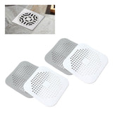 4 Pcs Drain Hair Catcher Square TPR Shower Hair Stopper with Suction Cup for Bathroom Bathtub Kitchen Grey and White