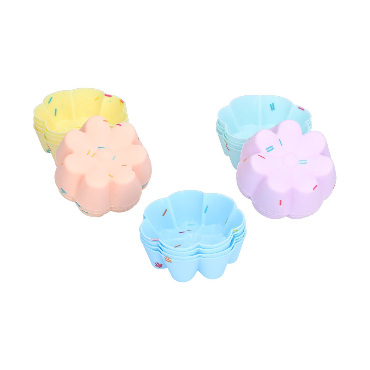 20Pcs Cupcake Baking Mould Silicone Muffin Cups Cupcake Moulds Jelly Pudding Mold7 Petal Flower Set