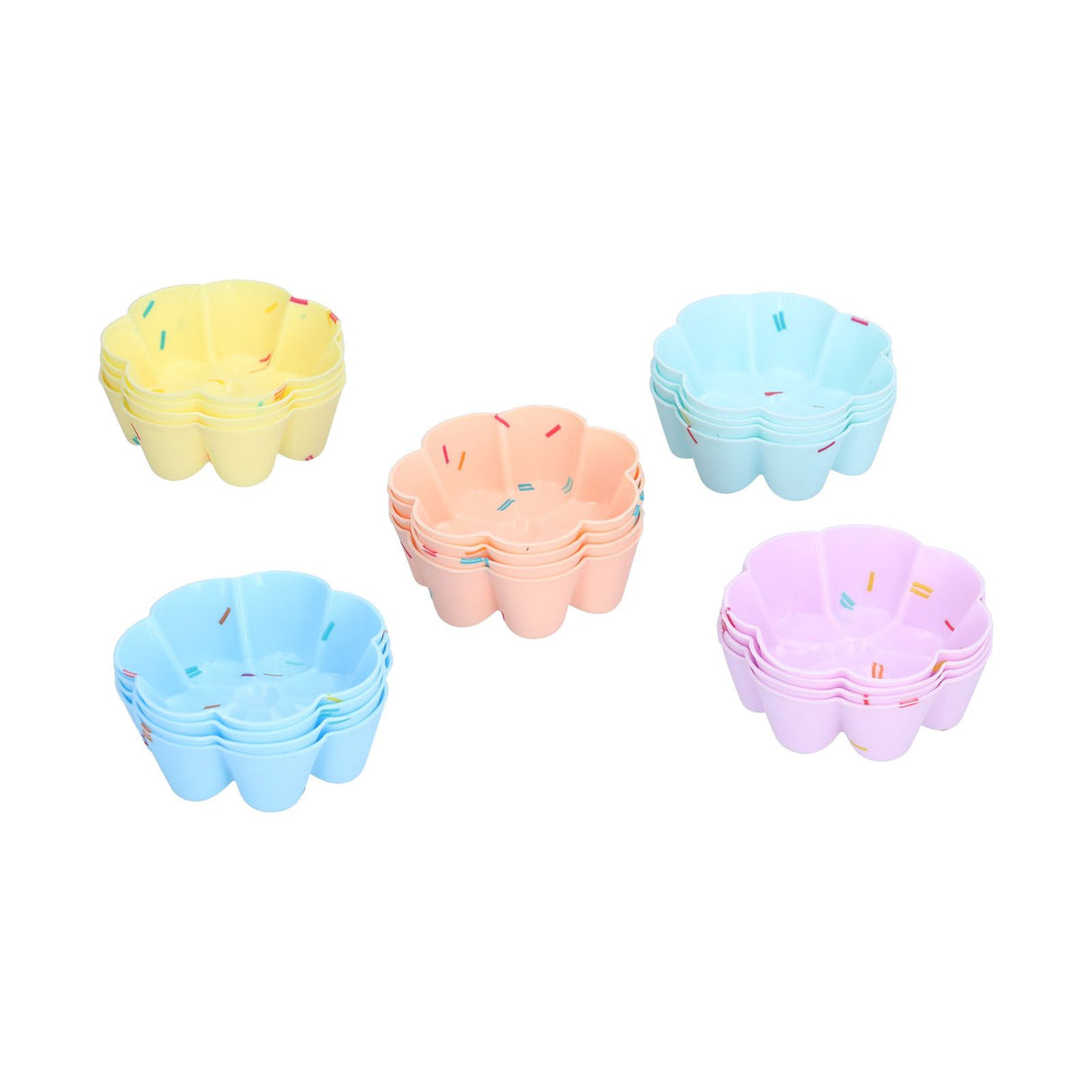 20Pcs Cupcake Baking Mould Silicone Muffin Cups Cupcake Moulds Jelly Pudding Mold7 Petal Flower Set