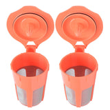 2Pcs Refillable Coffee Filter Cup Reusable Coffee Capsule Cup for 2.0 K200 K300 K350 K360 K400 Red - Close-Up Angle