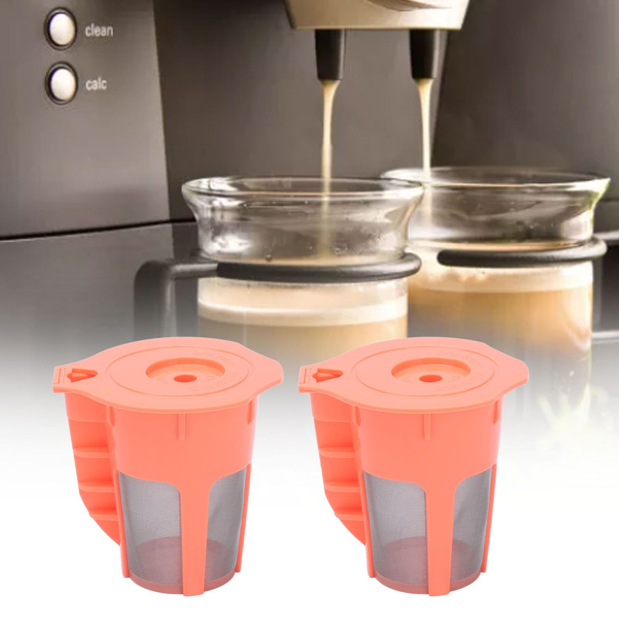 2Pcs Refillable Coffee Filter Cup Reusable Coffee Capsule Cup for 2.0 K200 K300 K350 K360 K400 Red