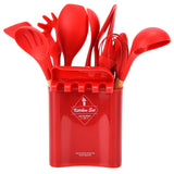 13Pcs Silicone Cooking Utensils Set Non Stick Spatula Shovel Wooden Handle Cooking Tools Set Kitchen Supplies Red