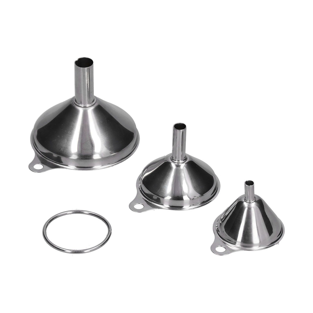 3Pcs Stainless Steel Funnel Filling Bottles Funnel Oil Leaking Separatory Funnel Integrated Liquid Dispenser with Circle