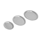 3pcs Stainless Steel Dessert Tray Mirror Polishing Process Snack Jewelry Display TraySilver