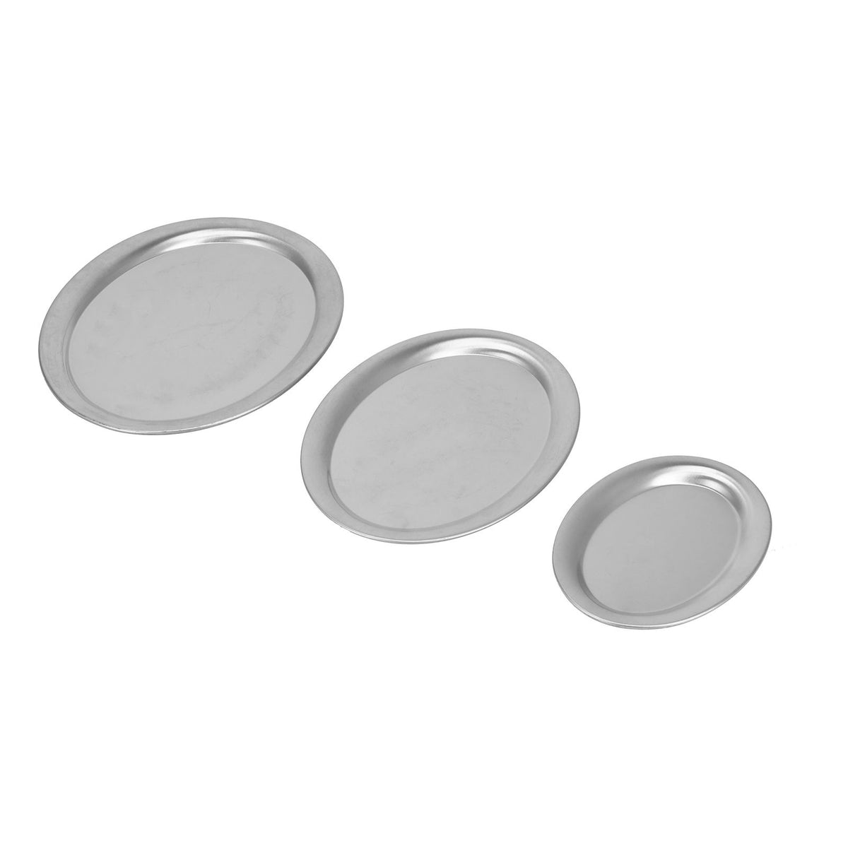 3pcs Stainless Steel Dessert Tray Mirror Polishing Process Snack Jewelry Display TraySilver