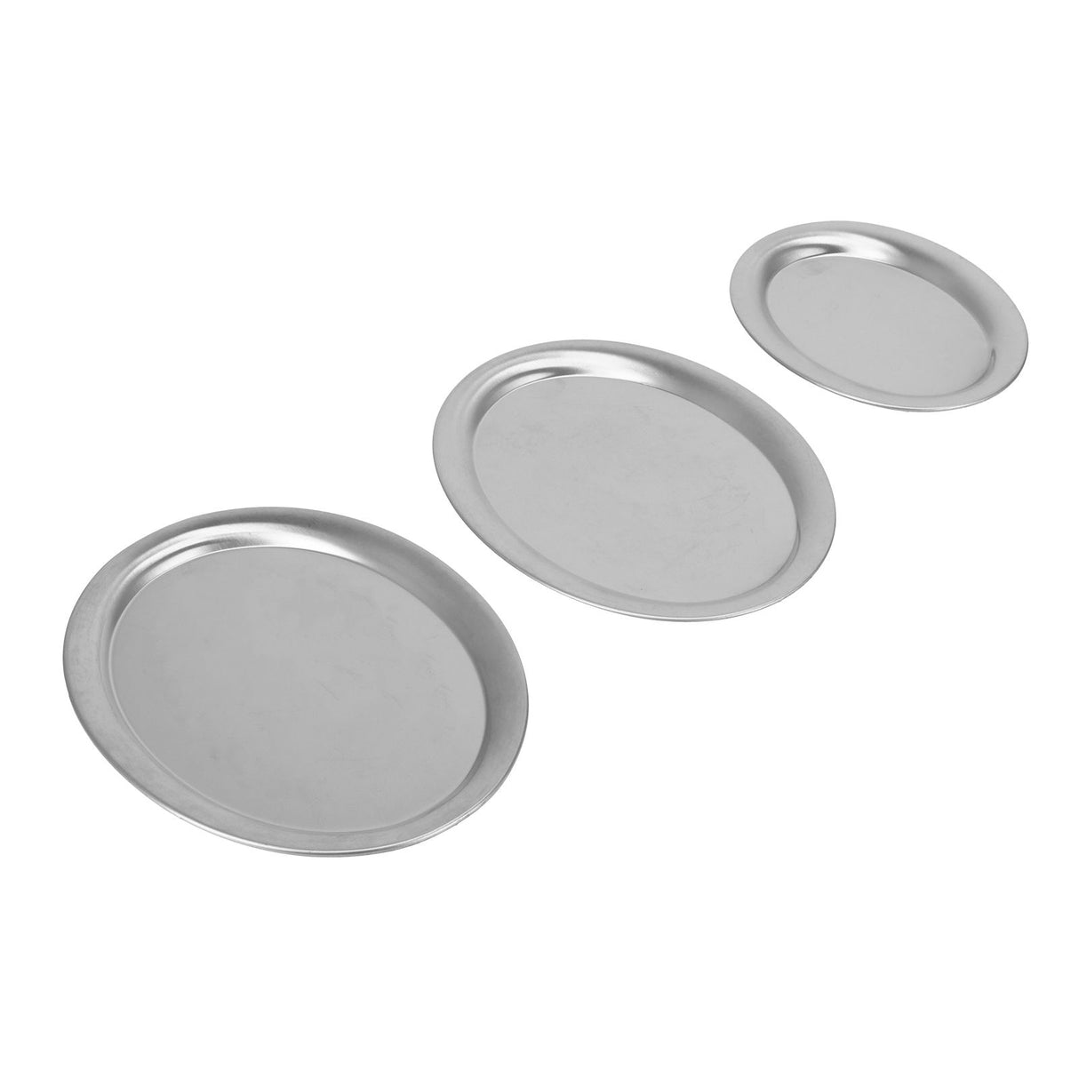 3pcs Stainless Steel Dessert Tray Mirror Polishing Process Snack Jewelry Display TraySilver