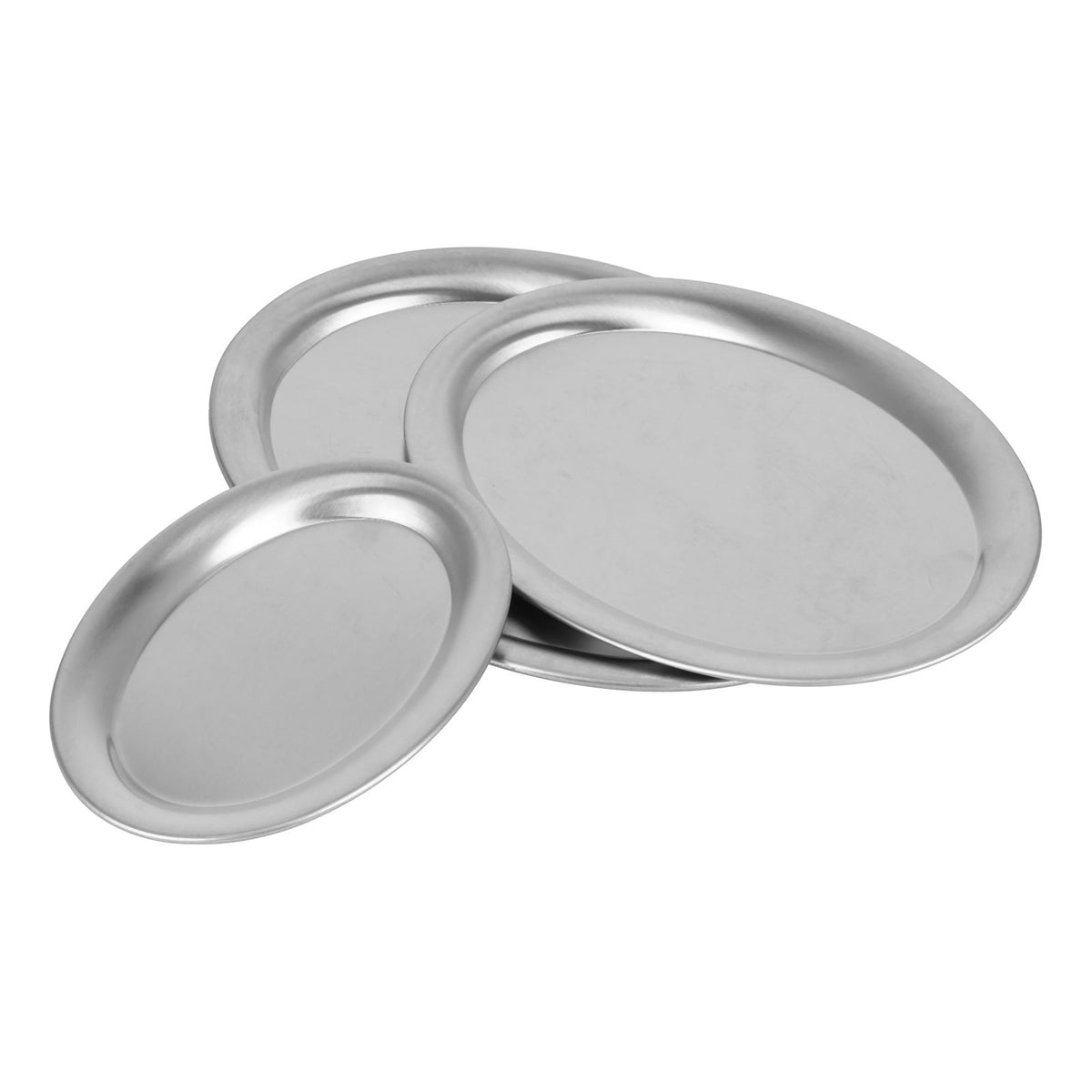 3pcs Stainless Steel Dessert Tray Mirror Polishing Process Snack Jewelry Display TraySilver
