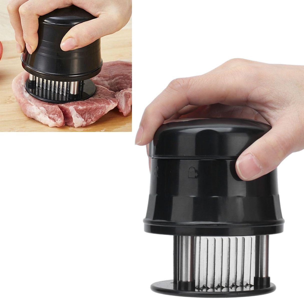 Meat Tenderizer Stainless Steel Ultra Thin Needle Blades Kitchen Cooking Tool with Protective Cover for Restaurant Home