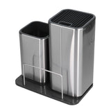 2 in 1 Knife Holder with Cutting Board Organizer Stainless Steel Kitchen Storage Accessory - Front View