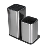 2 in 1 Knife Holder with Cutting Board Organizer Stainless Steel Kitchen Storage Accessory - 45-Degree Angle