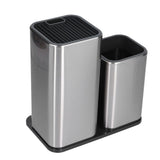 2 in 1 Knife Holder with Cutting Board Organizer Stainless Steel Kitchen Storage Accessory - Rear View