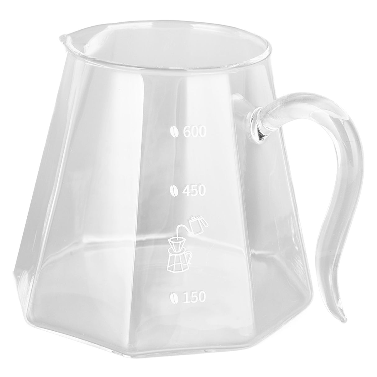 600ml Hand Drip Coffee Glass Cup with Unique Eagle Beak Handles for Making Coffee