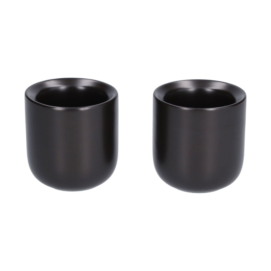 2Pcs Bevel Ceramic Coffee Cup 100ml Thickened Hand Made Coffee Mug for Home Office RestaurantMatte Black