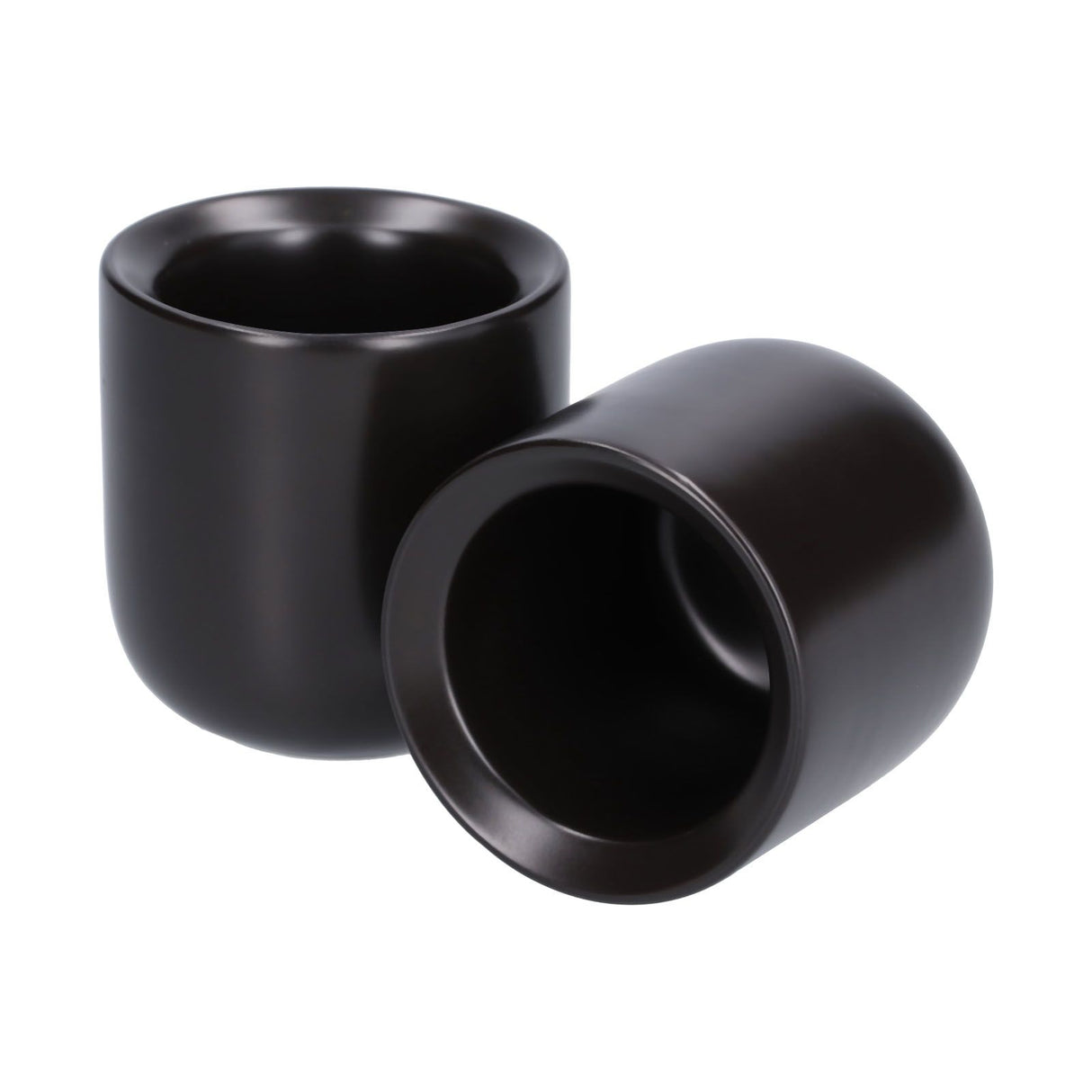 2Pcs Bevel Ceramic Coffee Cup 100ml Thickened Hand Made Coffee Mug for Home Office RestaurantMatte Black