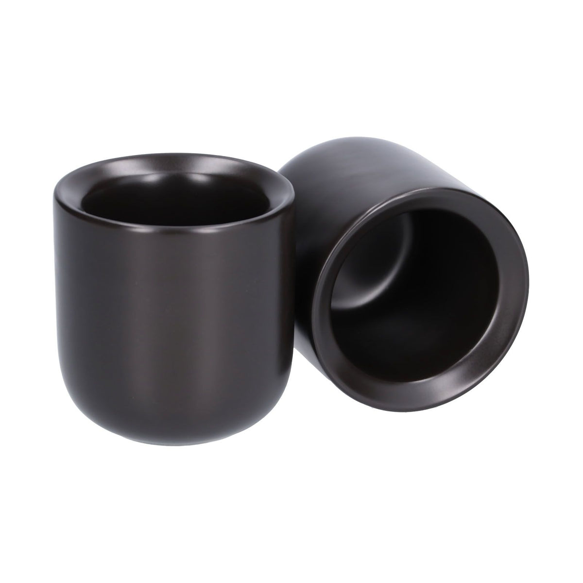 2Pcs Bevel Ceramic Coffee Cup 100ml Thickened Hand Made Coffee Mug for Home Office RestaurantMatte Black
