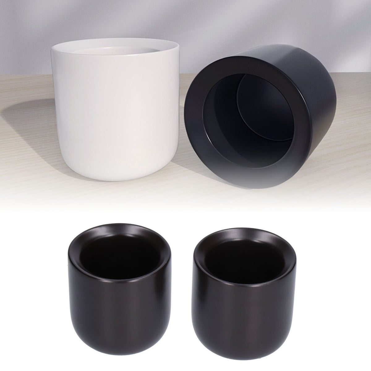 2Pcs Bevel Ceramic Coffee Cup 100ml Thickened Hand Made Coffee Mug for Home Office RestaurantMatte Black
