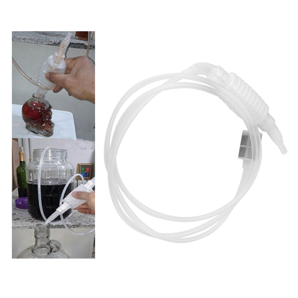 Homebrew Siphon Hose Manual Soft Plastic Syphon Tube Wine Beer Making Brewing Equipment ToolWhite