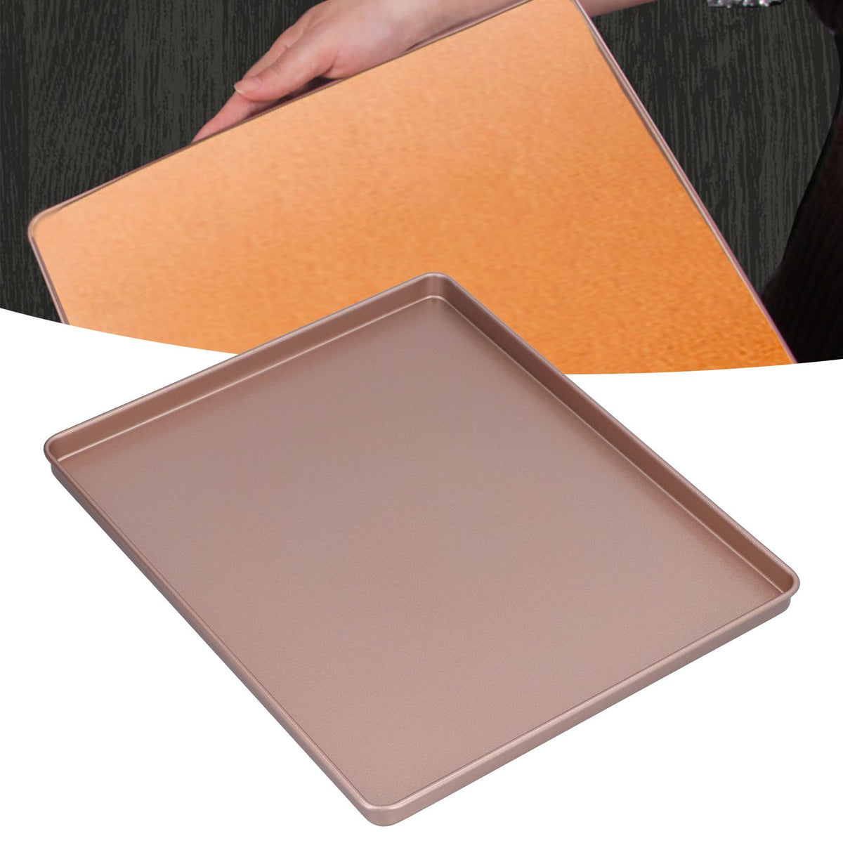 Multifunctional Baking Pan Rose Gold Non Stick Pizza Bread Bakeware Carbon Steel Rectangle Baking Tray