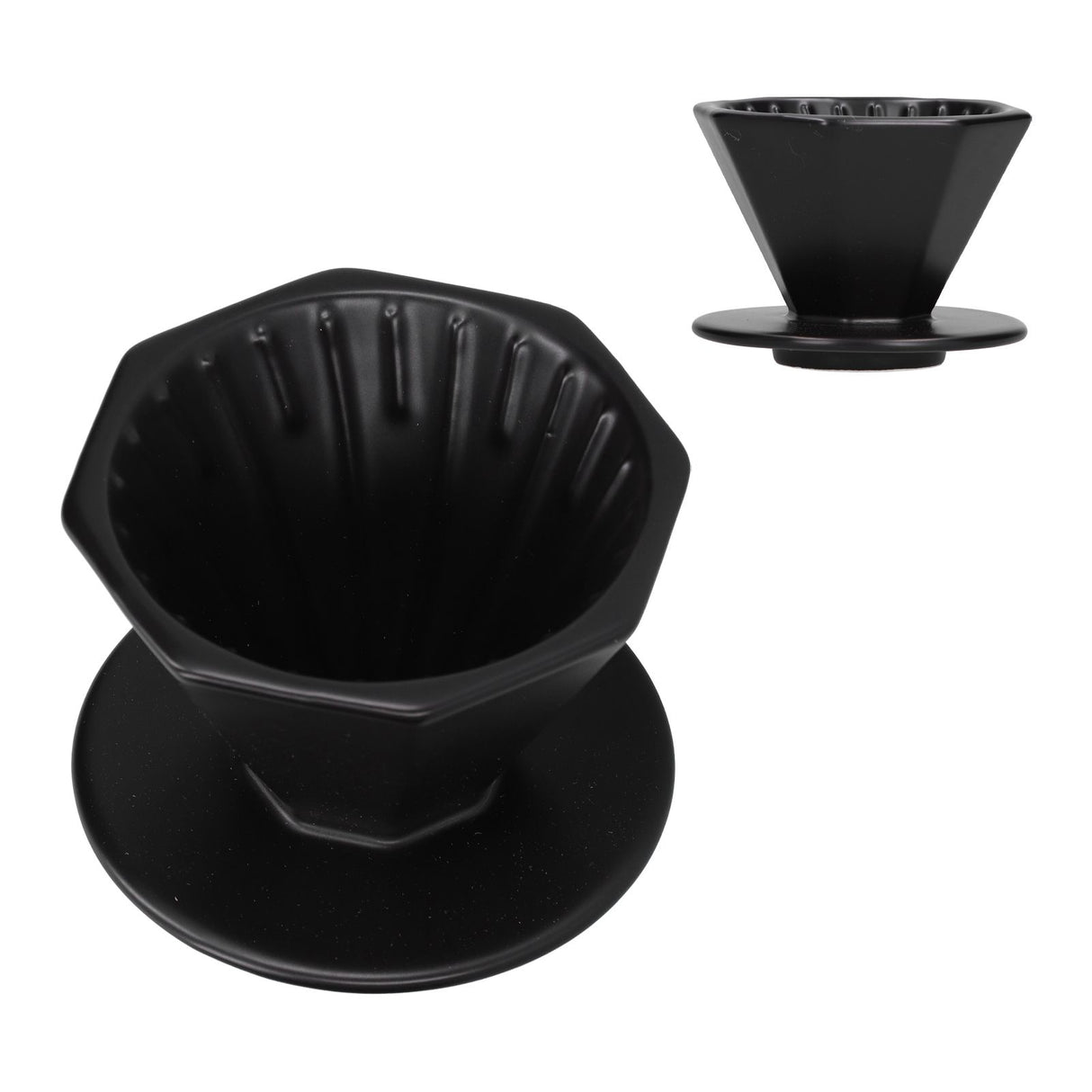 Coffee Dripper Ceramic Convenient Reliable Exquisite Portable Size Simple Design Pour Over Coffee DripperBlack