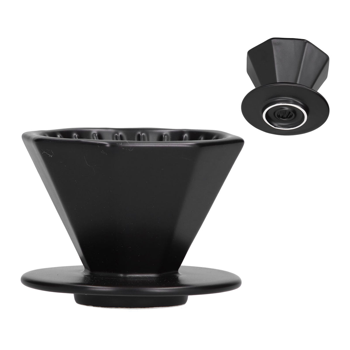 Coffee Dripper Ceramic Convenient Reliable Exquisite Portable Size Simple Design Pour Over Coffee DripperBlack