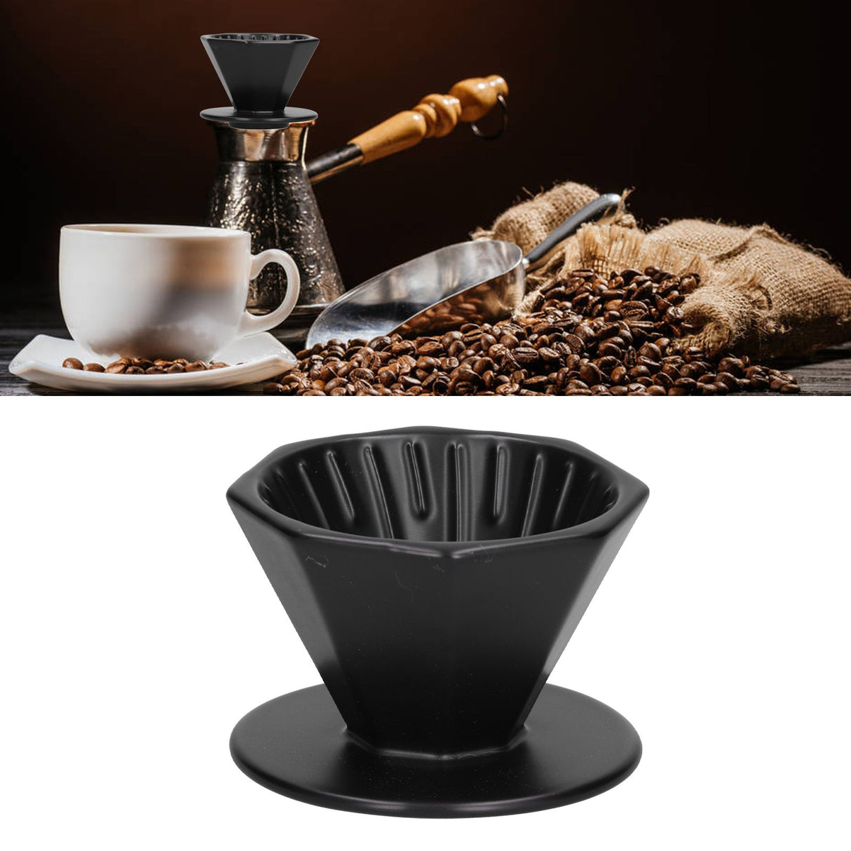 Coffee Dripper Ceramic Convenient Reliable Exquisite Portable Size Simple Design Pour Over Coffee DripperBlack